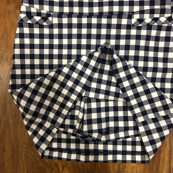 Checkered Navy Blue and White Women's Skirt With Shorts - Picture 6 of 9